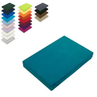 EXKLUSIV HEIMTEXTIL Spannbettlaken Jersey 90-100 x 200 cm Petrol