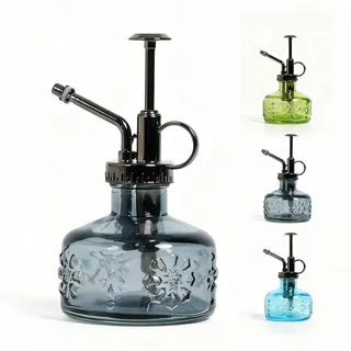 Bamworld Sprühflasche Pflanzen aus Glas, Gießkanne Zimmerpflanzen 180 ml, Mini Gießkanne klein im Vintage-Stil, Bonsai-Gießkanne für Kräuter, Sukkulenten und kleine Pflanzen, Grau