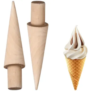 2 Stück Waffelkegelroller, Holz Eiswaffelformer, Pizzaroller, Waffelformer Kegel, Waffelhörnchen, Form Hörnchen Former für die Herstellung von DIY-Waffeln und Eistüten