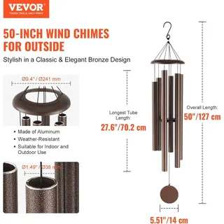 Windspiele für den Außenbereich 1270 mm Aluminium-Gedenk-Windspiele mit tiefem Klang - Kupfer