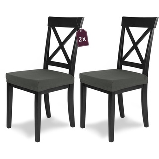 SCHEFFLER-Home Stuhlbezug Mia Anthrazit / 2er Set Chair Cover Stuhl Überzug als Stuhlschoner/Stuhlhussen grau als Sitzbezug Stuhl/Elegante Sitzbezüge für Stühle/geeignet als Bürostuhl Bezug