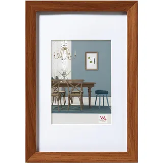 walther design Bilderrahmen eiche dunkel 50 x 70 cm mit Passepartout, Fiorito Holzrahmen EF070P