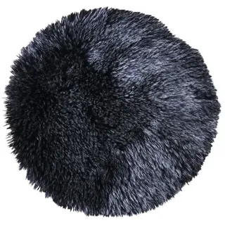 Kunstfell-Sitzkissen schwarz Ø 35 cm