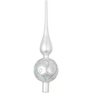 inges magic & goodz Christbaumspitze XL mit Muster Glas 32cm weiß matt