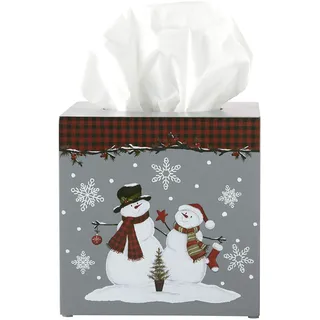 SKL Home Weihnachten/Geschenk Woodland Winter Schneemann Taschentuchbox-Abdeckung, Holz, GRAU, 5" W x 75" L (Pack of 1)