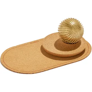 ShaktiMat [Das Original seit 2007] Spiky Ball - Igelball für intensive Akupressur und Massage - Faire Produktion - Rollmatte und Ständer aus Naturkork - Regen die Durchblutung an & lösen Verspannungen