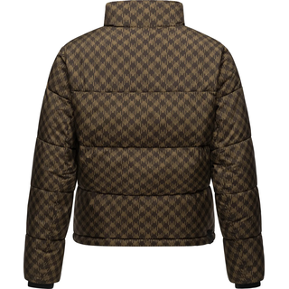 Winterjacke RAGWEAR "Winterjacke Serah Print", Damen, Gr. 3XL, braun, Obermaterial: 100% Polyester PES.  Obermaterial: Futter: 100% Polyester PES. 100% Polyester PES., gerade hüftlang, hoch geschlossener Ausschnitt, Ärmel ohne Ärmelschlitz Rippstrickbündchen, Jacken Winterjacke, wasserdichte Winter Steppjacke mit Hahnentritt Muster