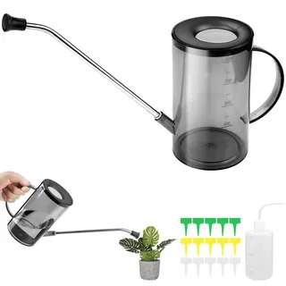 GießKanne Zimmerpflanzen 1L mit Langem Hals Giesskanne Zimmerpflanzen Langer Auslauf Kleine GießKanne für Zimmerpflanzen mit Brause PflanzengießKanne InnengießKanne (Grau)