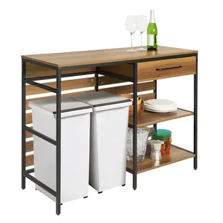 SoBuy Kücheninsel Vintage Braun , Braun, Schwarz , Holzwerkstoff, Metall , 120x90x45 cm , Küchen, Küchenmöbel, Kücheninseln