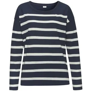 s.Oliver Pyjama 2 mit garngefärbten Streifen im Oberteil, blau