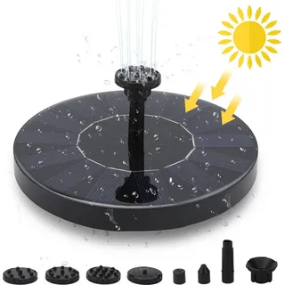 Jiubiaz SolarPumpe Solarpumpen Solar Springbrunnen Gartenpumpen 1.5W Solar Teichpumpe mit 6 Fontänenstile für Garten Teich Aquarium Vogel-Bad Fisch-Behälter