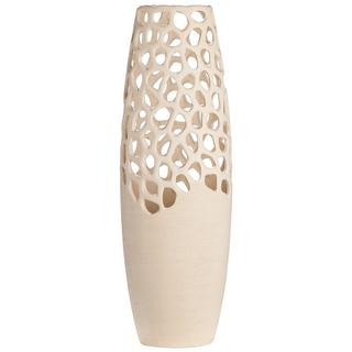 Gilde Deko Vase aus Keramik - mit Lochmuster - Geschenk Weihnachten Geburtstag Hochzeit - Farbe: Creme Höhe 60,5 cm