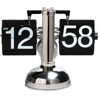 IDAMAKON Flip-Uhr Retro,Digitale Batteriebetriebene Down Uhr mit Zahnradmechanik,Schreibtischuhr Vintage Design,Mechanisch Flip Clock,Tischuhr Mit Digitalanzeige Für Das Wohnzimmer zu Hause(Schwarz)