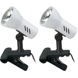BRILONER - Nachttischlampe, Schreibtischlampe, Tischlampe, Leselampe, Bürolampe, Buch Klemme, Klemmlampe, Kinderzimmer, Schwenkbar, Schnurschalter, 1x E14, max, 40 Watt, 10,8 cm, Weiß (Packung mit 2)