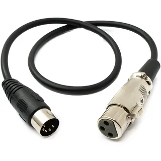 System-S Audio Kabel 50 cm XLR 3 polig Buchse zu DIN 5 polig Stecker Adapter in Schwarz