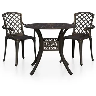 vidaXL 3-tlg. Bistro-Set Aluminiumguss Bronzen - Braun