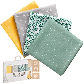 Vulli Sophie la girafe, Bunte Spucktücher/Mulltücher 4er Set