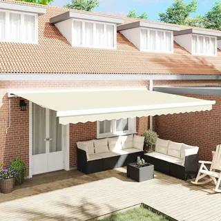 vidaXL Einziehbare Markise Creme 500 x 300 cm Stoff und Metall - Creme