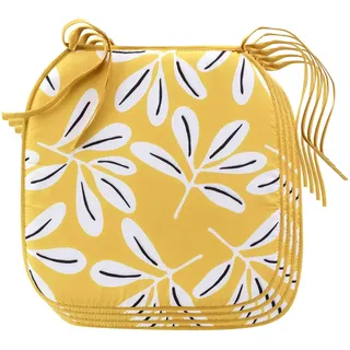 Douceur d'Intérieur Sandy 4er-Set Stuhlauflagen (38 x 38 x 1,8 cm), Gelb, Bedruckte Mikrofaser