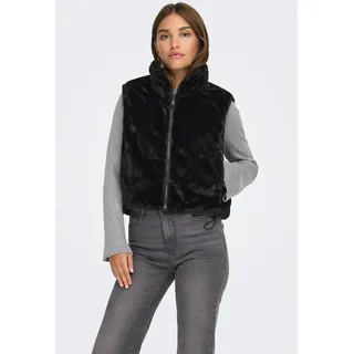 Plüschweste ONLY "ONLDANA FAUX FUR REV.WAISTCOAT OTW CC", Damen, Gr. S, schwarz, Plüsch, Obermaterial: 100% Polyester, unifarben, normal, Westen Plüschweste, Kunstfaser