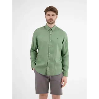 Lerros Langarmhemd »LERROS Herrenhemd in Leinen-Baumwoll-Blend«, grün