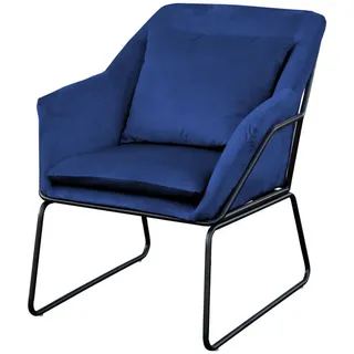 Svita Relaxsessel Josie Samt 68 x 82 x 64 cm Blau mit Kissen