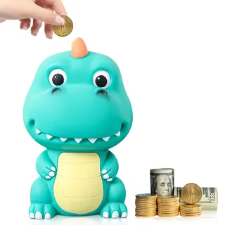 HOMURY Dinosaurier Spardose für Kinder: Bruchsichere Dinos Sparschwein aus Sicherem PVC-Material, Groß für Kinderzimmer-Dekoration, Geschenk