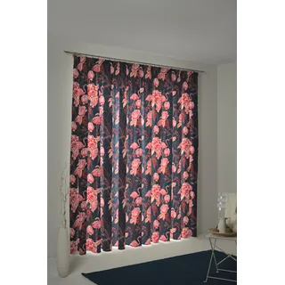 Vorhang ADAM "Eden" Gr. 1, bunt (pink, dunkelblau), B:145cm H:145cm, Jacquard, Baumwolle (Bio-Baumwolle), Gardinen, Vorhang, aus 100% Bio-Baumwolle