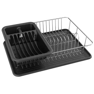 MSV Abtropfgestell Geschirrabtropfgestell, Abtropfgitter, Geschirr Abtropfkorb, Abtropfständer, Abtropfschale, Geschirrabtropfständer, Geschirrabtropfkorb, Farbe: Schwarz matt