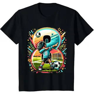 Fussball Geburtstag Junge 8 Jahre Party Motiv T-Shirt, Kinder, Schwarz, 140