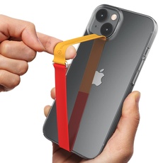 Sinjimoru Silikon Handy Fingerhalter mit Clip, Handy Halter Finger für Handyhülle im neuen Design Handy Fingerhalterung Phone Strap für iPhone & Android. Sinji Loop Clip Two Tone 230 Mandarin Rot