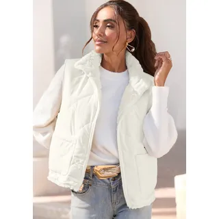 LASCANA Wendeweste, wendbare Steppweste mit flauschigem Fellimitat, creme