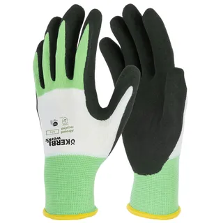 Kerbl works 1 Paar Handschuh Allround recycled, Arbeitshandschuh, 100 % Recycling-Polyester, 11/XXL, grün/weiß, Damen/Herren, Garten, Haus, Hof, perfekte Passform, besonders guter Griff