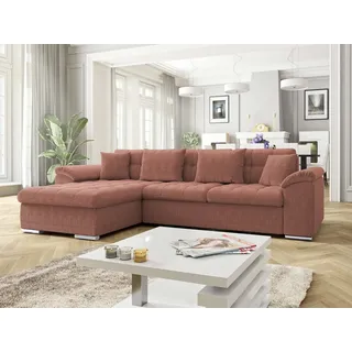 Mirjan24 Eckcouch Cord mit Bettkasten und Schlaffunktion 2-Sitzer Rosa