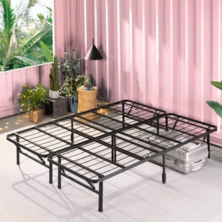 Zinus SmartBase Klappbett 160 x 190 cm – Höhe 35 cm – ideal als Gästebett – mit Stauraum unter dem Bett – Metallbett – Schwarz