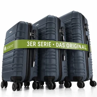 Juskys Hartschale Kofferset Reisekoffer 3 teilig - Zahlenschloss, geräuscharme 360° Rollen groß, Teleskopgriff, leicht - Koffer in Anthrazit - Grau