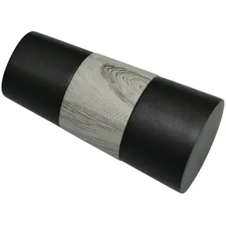 GARDINIA Endstücke für Gardinenstangen und Vorhangstangen mit Ø 16/19 mm, Metall, Black-Nickel/Holz-Optik in Grau, Serie Sol, 2 Stück