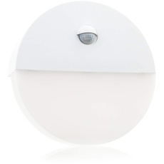 HUBER LED Wandlampe mit Bewegungsmelder 140° 10W, 600lm I IP54 geschützte LED Außenleuchte mit Bewegungssensor I Wandleuchte innen, rund, weiß