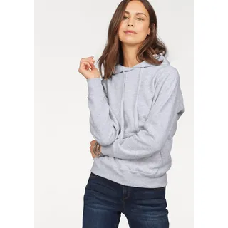 Kapuzensweatshirt FRUIT OF THE LOOM "Classic hooded Sweat Lady-Fit", Damen, Gr. XL (42), grau (grau, meliert), Sweatware, Obermaterial: 80% Baumwolle, 20% Polyester, meliert, figurumspielend hüftlang, Rundhals, Bündchen, Sweatshirts Kapuzensweatshirt, mit Kängurutaschen