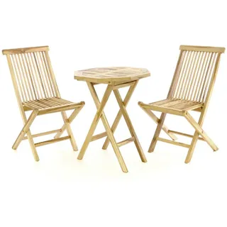 Garten-Essgruppe VCM "3-tlg. Sitzgruppe Garten Tisch Stuhl Holz Teak", braun, B:46cm, Obermaterial: 100% Holz Wood., Sitzmöbel-Sets, Garten-Essgruppe