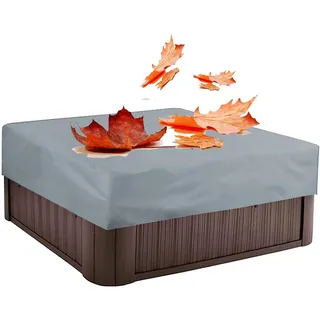 Spa Abdeckung für Whirlpool,Wasserdicht Hot tub Abdeckung,Quadrat Whirlpool Abdeckung,Outdoor Garten Whirlpool-Abdeckung füR Stock Tank Pool,Garten Abdeckung Whirlpool(Size:215x215x30cm,Color:grau)