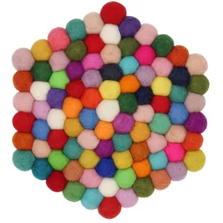Grült Home Topfuntersetzer - Filz untersetzer für Tassen, Töpfe, Pfannen und Tassen handgefilzt in Nepal (Multicolor, Hexagonal 10 cm)