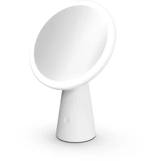 QUSHINI, Schminkspiegel mit Beleuchtung, tragbarer Make Up Spiegel mit LED-Lichtern und 3 Verschiedenen Lichttemperaturen, Kabelloses Wiederaufladbares Vanity Spiegel mit USB Kabel