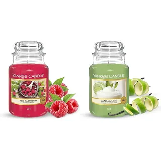 Yankee Candle Duftkerze im Glas (groß) | Red Raspberry | Brenndauer bis zu 150 Stunden & Duftkerze im Glas| Vanilla Lime | Brenndauer bis zu 150 Stunden| Große Kerze im Glas