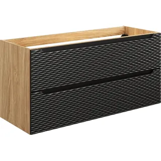 Badezimmerschrank unter Waschbecken 120 cm Schwarz Matt Eiche Geölt - Schwarz