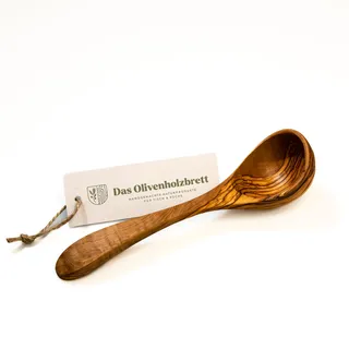 DAS OLIVENHOLZBRETT® Schöpflöffel aus Olivenholz/handgefertigter Schöpflöffel aus Holz/Suppenkelle aus Olivenholz/Schöpfkellen aus Holz/Länge ca. 25cm
