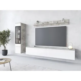 Home Affaire Wohnwand »VERA I, Vitrinen Türanschlag links/rechts wechselbar« Komplett-Set, 3 Stk. tlg., grau