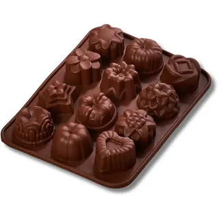3 PAGEN® Mini Muffinform für 12 Stück, Silikonform für kleine Cupcakes, Muffin Backform antihaft, Muffinförmchen Blume, Herz, Antihaft-Silikon-Backform, Schokoladenform, Pralinenform Silikon