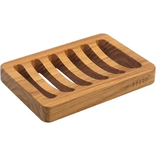 HTB Seifenhalter mit Schlitzen, Teakholz aus Holz, Küche, Schwammhalter, selbstentleerende Seifenschale für Dusche, Waschbecken, Badezimmer, Badewanne, Wohnmobil