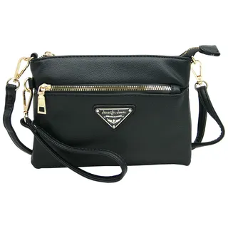 JENNIFER JONES - Modische Damen Handtasche - Umhängetasche - Clutch Bag - Schultertasche zum Ausgehen (2in1, Schwarz)